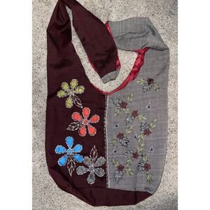 BAGUS Boho Shoulder Bag Purse Embroidery Floral Hippie Hobo Handbag Art to Wear